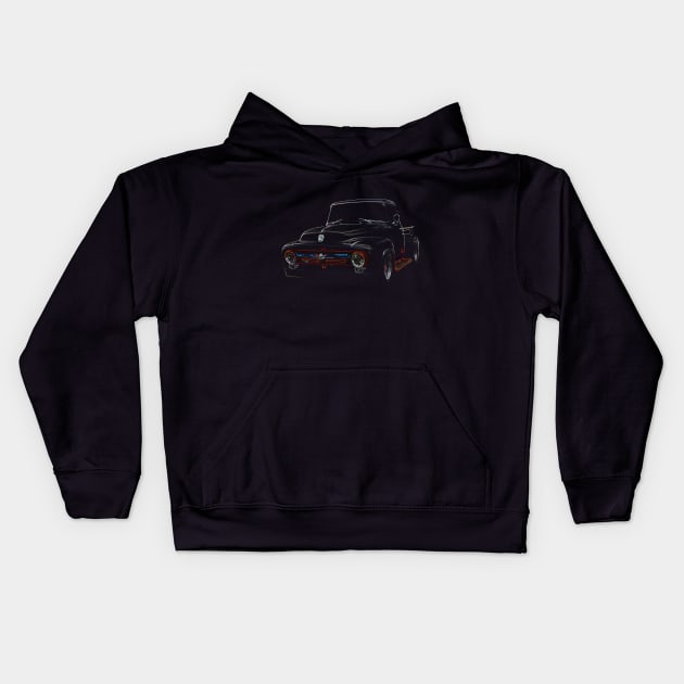 ford f100, colored Kids Hoodie by hottehue